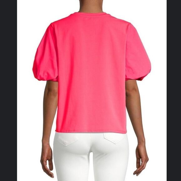 NWT MILLY
Monica pink Jersey Puff-Sleeve T-Shirt - Watermelon - Picture 2 of 7